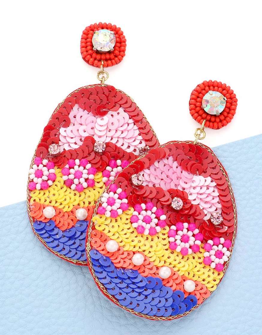 Beaded Egg Earrings