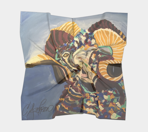 Blue Ram Silk Scarf